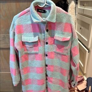 Plaid Pink and Green Womsn Jacket by